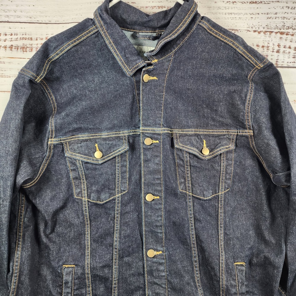 Dapper Boi Indigo Denim Jacket 3XL‎ Stretch Dark Wash Trucker Coat.